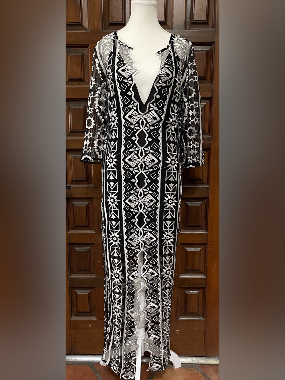 Free People Jen’s Pirate Booty Art Deco Sheer Maxi Embroidered Festival Dress